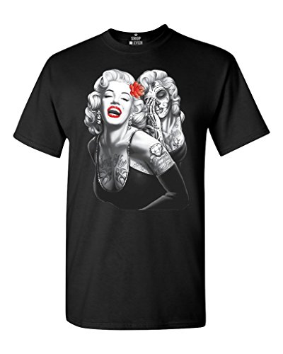 Shop4Ever® Two Face Marilyn Monroe Skeleton T-shirt Blonde Bombshell Shirts