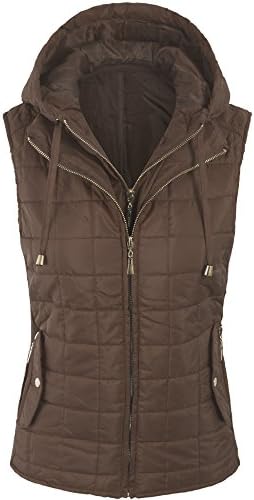 Kogmo Women's Quilted Vest with Double Layered Detatachable Hood