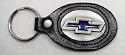 CHEVY BOW-TIE ENAMEL PEWTER/LEATHER KEYCHAIN
