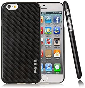 iphone6 case,Paise Absolutely Real Genuine Carbon Fiber Silver Case Cover Shell for iPhone6 4.7inch with Free Stylus Pen + Free Screen Proctetor iPhone 6 4.7"(black)