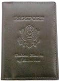 Olive Green Leather USA Embossed Passport Holder Cover