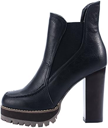 INDEX Women's Rough High-Heels Platform Spandex Closure Shoes(5.5 B(M) US, Black)