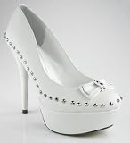 Mona Mia Round Toe Platform Stiletto Pump White