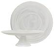 Art Glass White Serving Stand 13"D, 4"H