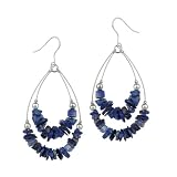  Sterling Silver and Sodalite 2-Row Swing French Wire Earrings