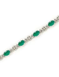 14kt Yellow Gold Oval Emerald and Diamond Bracelet
