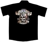 Devil Skull Biker Work Shirt, Booze Bikes Broads, Lucky 13
