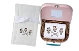 Skull & Bows Burp Cloth in Mini-Suitcase