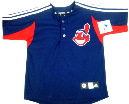 MLB Cleveland Indians Adidas Sewn Jersey Youth Large (Size 14-16) Blue