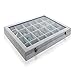 Gray Velvet Decorative 24 Slot Jewelry Display Box/Dresser Top Necklace Earrings Organizer - MyGift