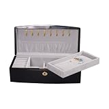 Jewelry Box with Black Enamel Body and Italian Inlaid Wood