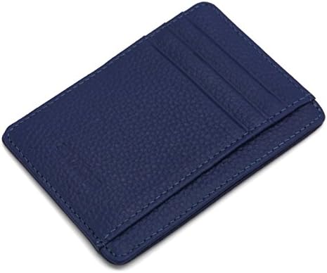 ZHONYEE RFID Blocking Genuine Leather Slim Front Pocket Wallet Minimalist Secure Credit Card Holder - Navy Blue