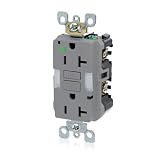 20-Amp, Hospital Grade Guidelight Tamper-Resistant Slim GFCI Duplex Receptacle, Gray, X7892-HGG