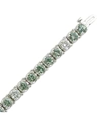 18KW Green & White Sapphire Bracelet - 7 Inch