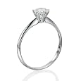 Certified, Round Cut, Solitaire Diamond Ring in 14K Gold / White (1/2 ct, E Color, VS2 Clarity)