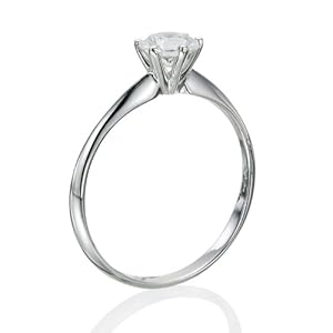 Solitaire Diamond Ring 1/3 ct, G Color, VS1 Clarity, Certified, Round Cut, in 14K Gold / White