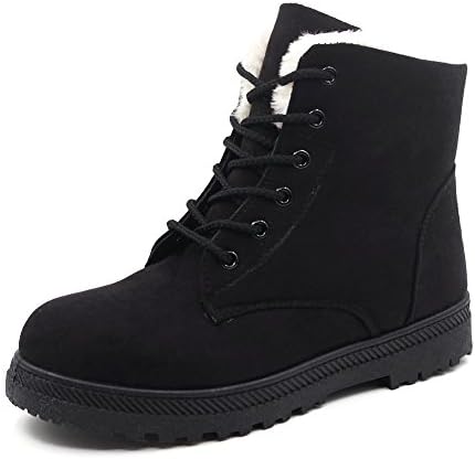 MissFine Women's Lace-up Snow Boots Fashion Waterproof Winter Shoes, Black, 10 B(M)/41