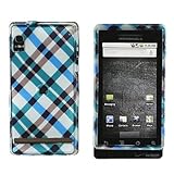 Motorola Droid A855 "PDA" Cell Phone Blue Plaid Design Protective Case Face ....