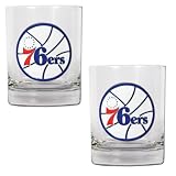 NBA Philadelphia 76ers Two Piece Rocks Glass Set - Primary Logo