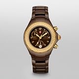 Michele Women's MWW12A000012 Tahitian Diamond Ceramic GP Chocolate Chronograph Watch