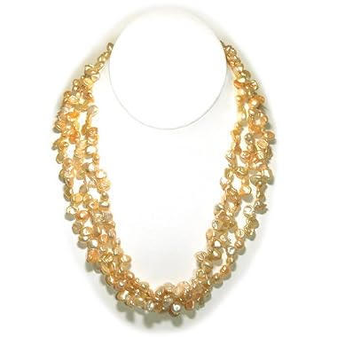 HinsonGayle Triple Strand Ultra-Luster Pink Keshi Pearl Necklace 18 inches