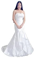 Mermaid Beaded Draped Pleated Ruched Applique Taffeta  Dress with a Court Train 