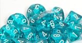 Translucent 16mm Polyhedral Teal/white d10 Dice