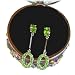 3 PIECE SET: Green Peridot Earrings & Round Hummingbird 3-D Box Swarovski Crystals 3D Jewelry, Trinket or Pill Box FREE SHIP! Certificate of Authenticity