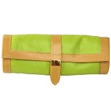 Travel Jewelry Roll Up Leather Compact Lime