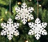 METAL IRIDESCENT GLITTER SNOWFLAKE ORNAMENTS - box of 12