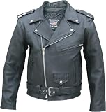 Mens NAKED Cowhide Leather Motorcycle Jacket Full sleeve Zipout Liner Full removable belt 48