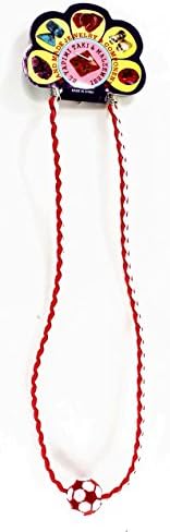 (Red & White) Soccer Ball Necklace Sports Choker Necklace