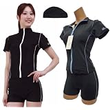 (ルモード)lemode フィットネス水着 日本製98 キャップ付 半袖フロントジッパー ランキング常連商品 レディース 女性用