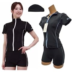 (ルモード)lemode フィットネス水着 日本製98 キャップ付 半袖フロントジッパー ランキング常連商品 レディース 女性用