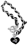 NFL St. Louis Rams Chain and Blue Leather Strap Bracelet with Team Logo Charm