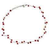 Red Tiny Beaded Link Collar Necklace