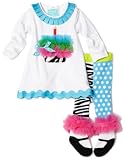 Mud Pie Baby-girls Infant Zebra Tunic and Tight Set, Black/White, 2T-3T
