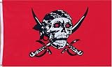 Pirate Crimson Flag - 3 foot by 5 foot Polyester (NEW)