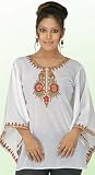 Hand Machine Emb Work Ladies Designer Tops Kurta Kurti Blouses Dresses Tunics White Color