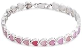 Image of Silver B1987 Pink 19cm Mother of Pearl Heart Bracelet