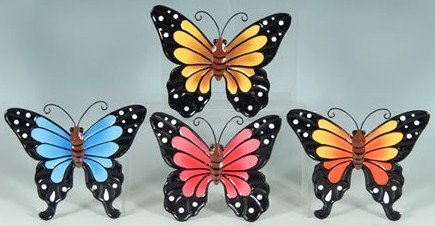 Set of 4 Decorative Metal Butterfly Wall Plaques