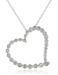 10k White Gold Journey Heart Diamond Pendant Necklace (1/2 cttw, I-J Color, I2-I3 Clarity), 18"