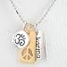 Gold Vermeil Peace Symbol with KARMA and Om (Aum) Symbol Pendants in Sterling Silver on a 16" Rhodium and Sterling Bead Chain, #8344