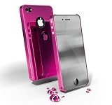 Produkt-Bild: Cellular Line Schutzh&uuml;lle mit Spiegel-Display-Schutzfolie und Reinigungstuch f&uuml;r Apple iPhone 4/4S pink
