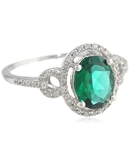 Sterling Silver Oval Diamond Ring, Size 7