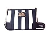 Juicy Couture Easy Everyday Mailbu Nylon Lou Lou Flat Crossbody, Black &amp; White Stripes