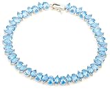 14k White Gold Coated Swiss Blue Topaz Bracelet, 7.25