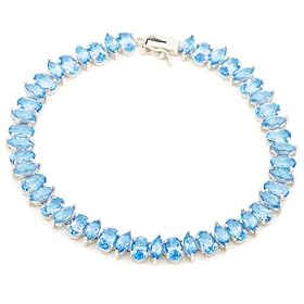 14k White Gold Coated Swiss Blue Topaz Bracelet, 7.25 by Amazon.com Collection