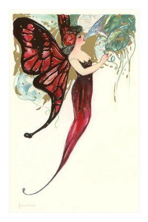 Butterfly Lady,Art Nouveau Premium Poster Print, 16x24