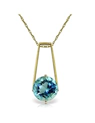 14K Gold Blue Topaz Drop Pendant Necklace